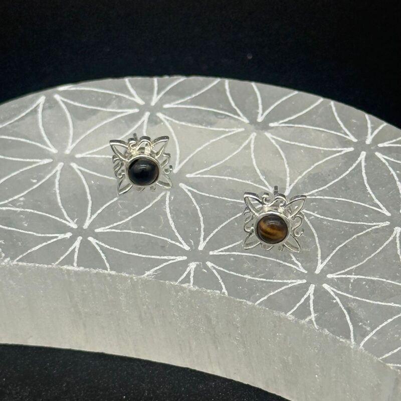 Pendientes Plata Nudo Bruja con Ojo De Tigre
