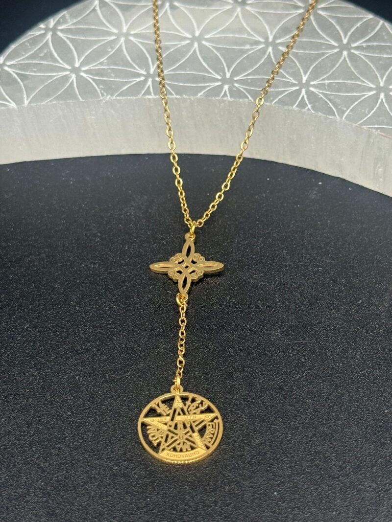 Colgante Doble Protección Acero Dorado (Mod 2)