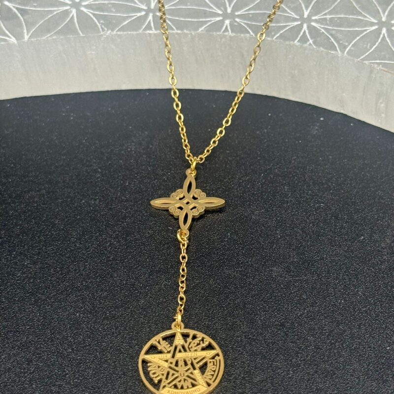 Colgante Doble Protección Acero Dorado (Mod 2)