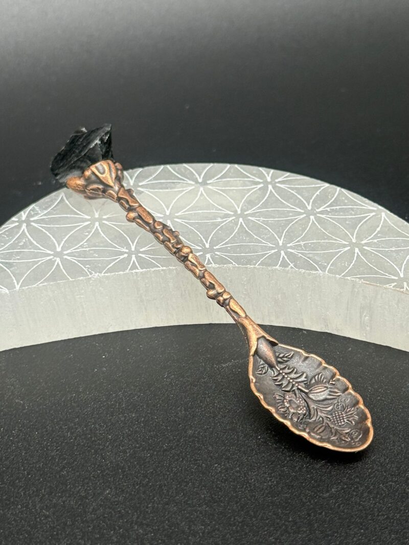 Cucharilla De Bruja con Piedras Preciosa Obsidiana negra: : - Bronce