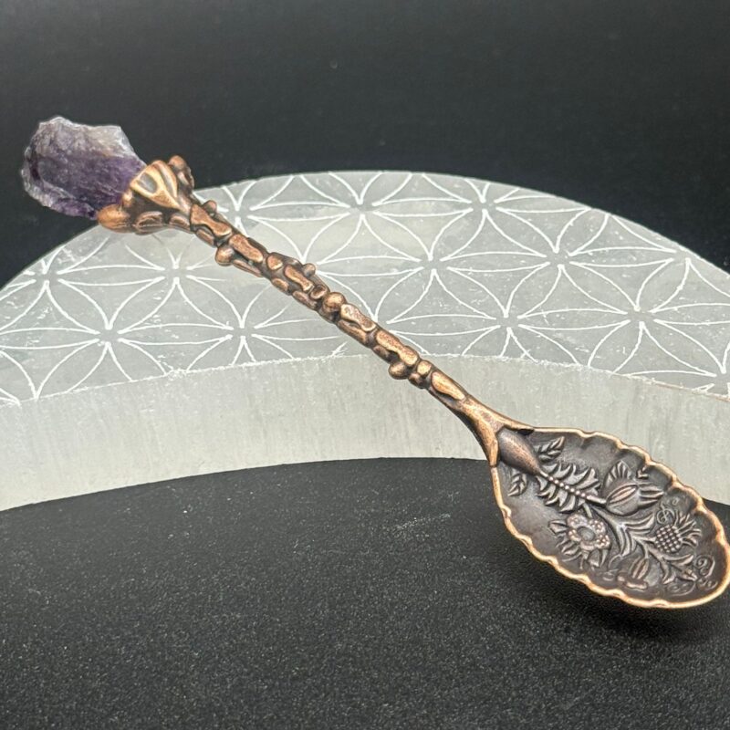Cucharilla De Bruja con Piedras Preciosa Amatista : - Bronce
