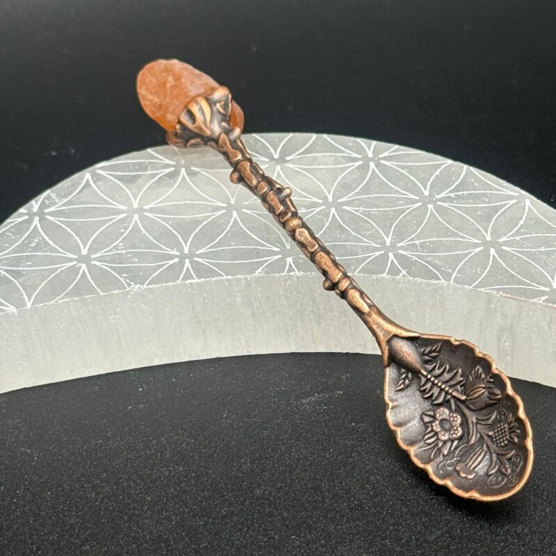 Cucharilla De Bruja con Piedras Preciosa Ágata roja : - Bronce