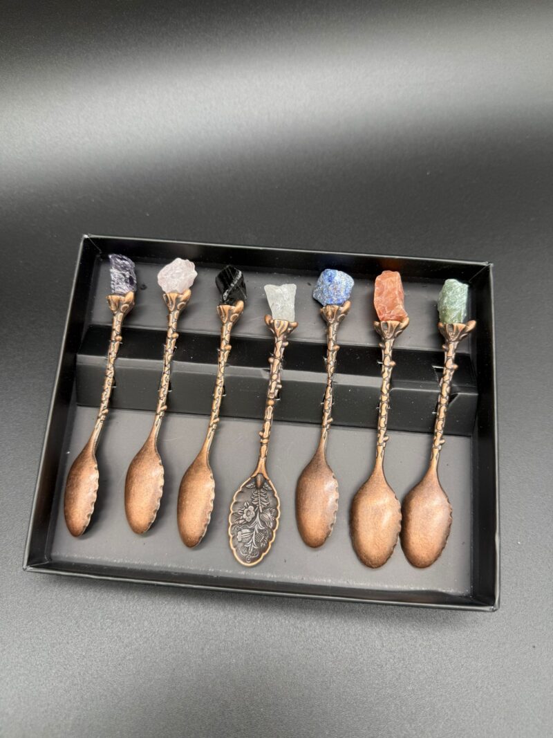 Set de 7 Cucharas Bruja con Piedras Preciosa - Bronce