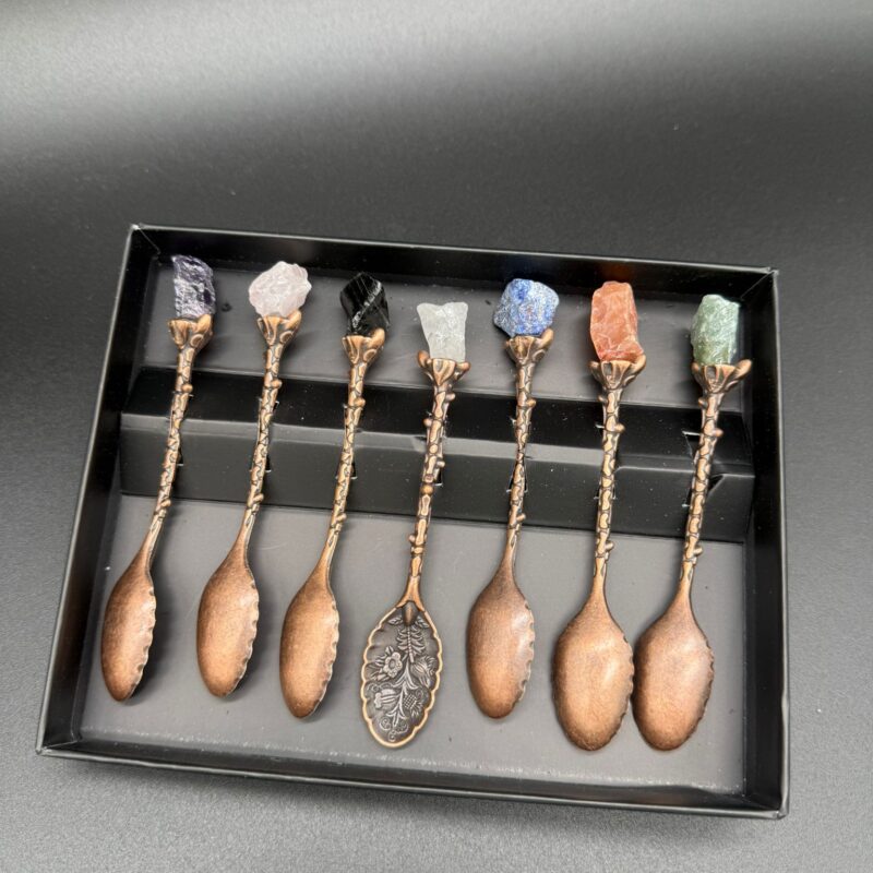 Set de 7 Cucharas Bruja con Piedras Preciosa - Bronce