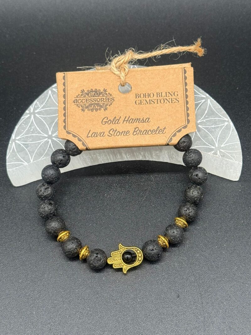 Pulsera de Lava con Mano de Fátima