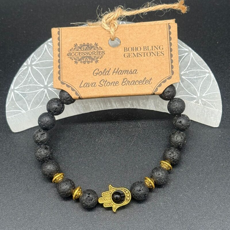 Pulsera de Lava con Mano de Fátima