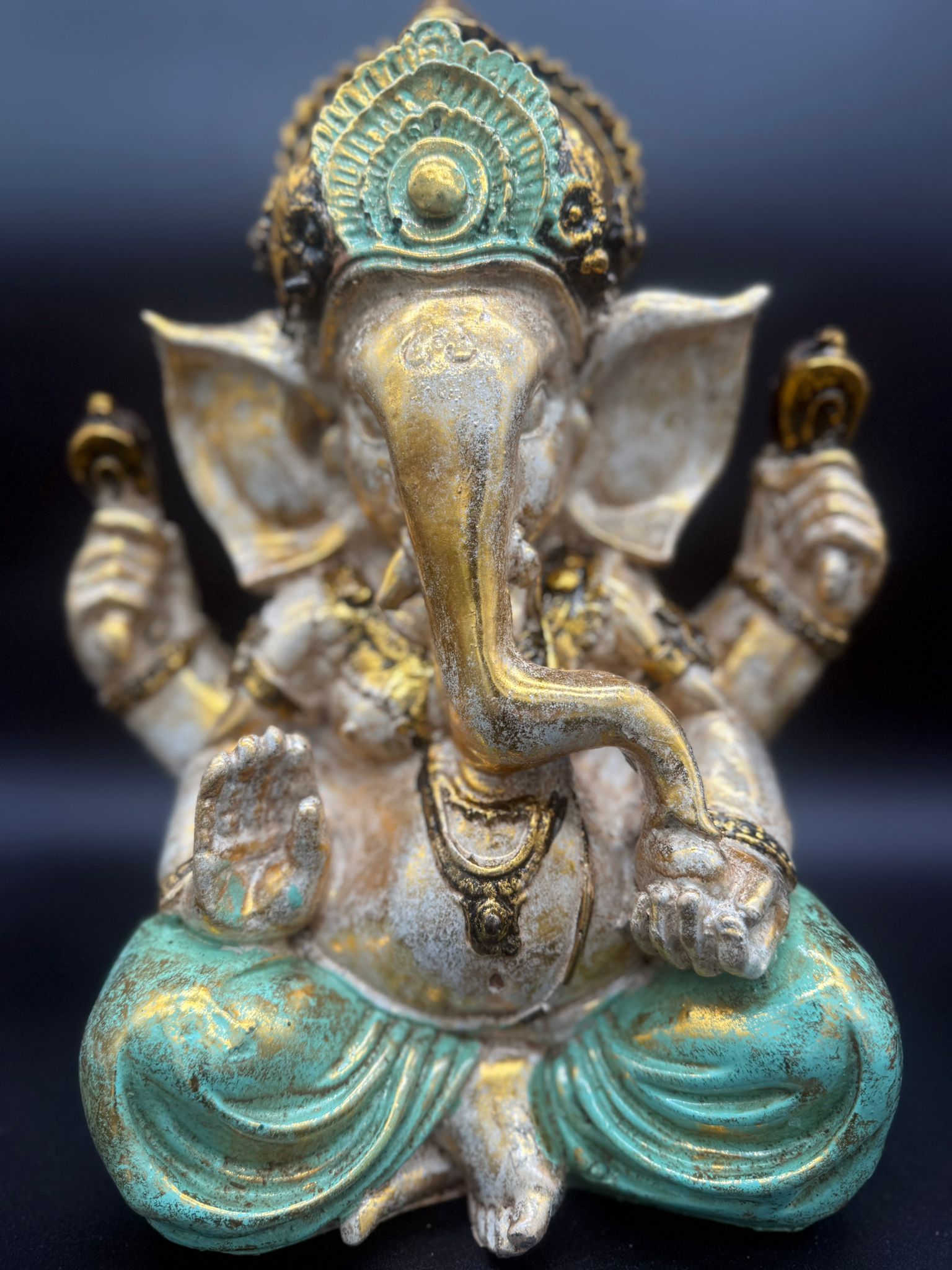 Ganesha Turquesa/Oro Viejo - 30cm