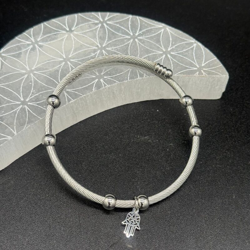 Pulsera Rígida Mano de Fátima - Acero Inoxidable Mod 1