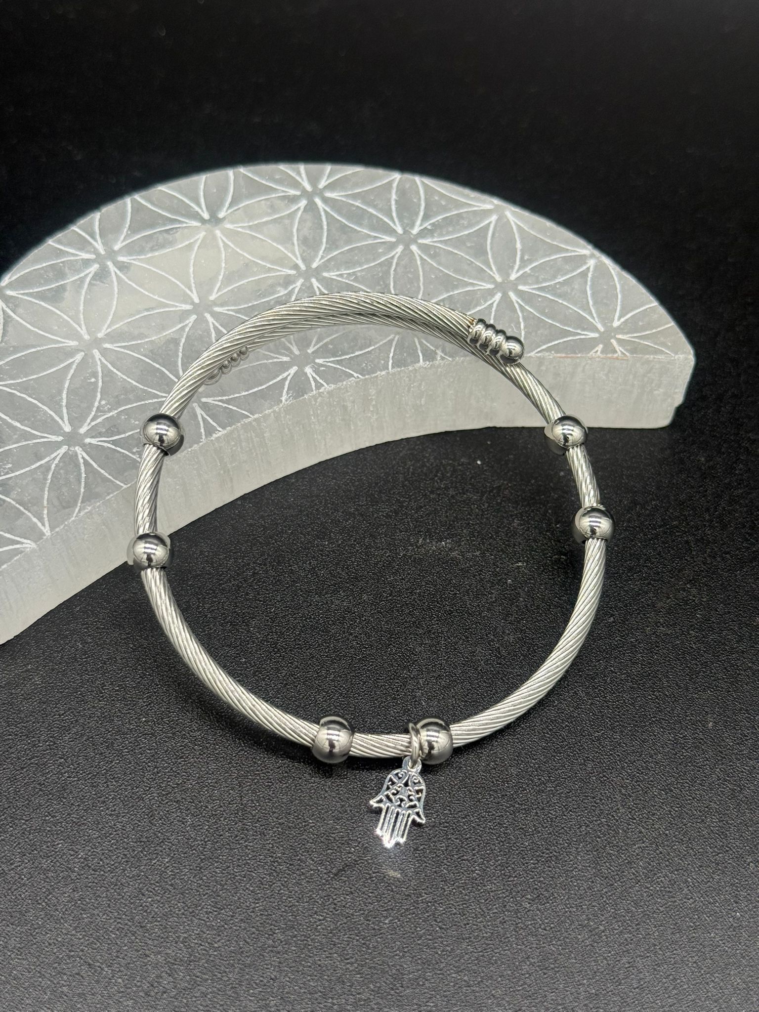 Pulsera Rígida Mano de Fátima - Acero Inoxidable Mod 1