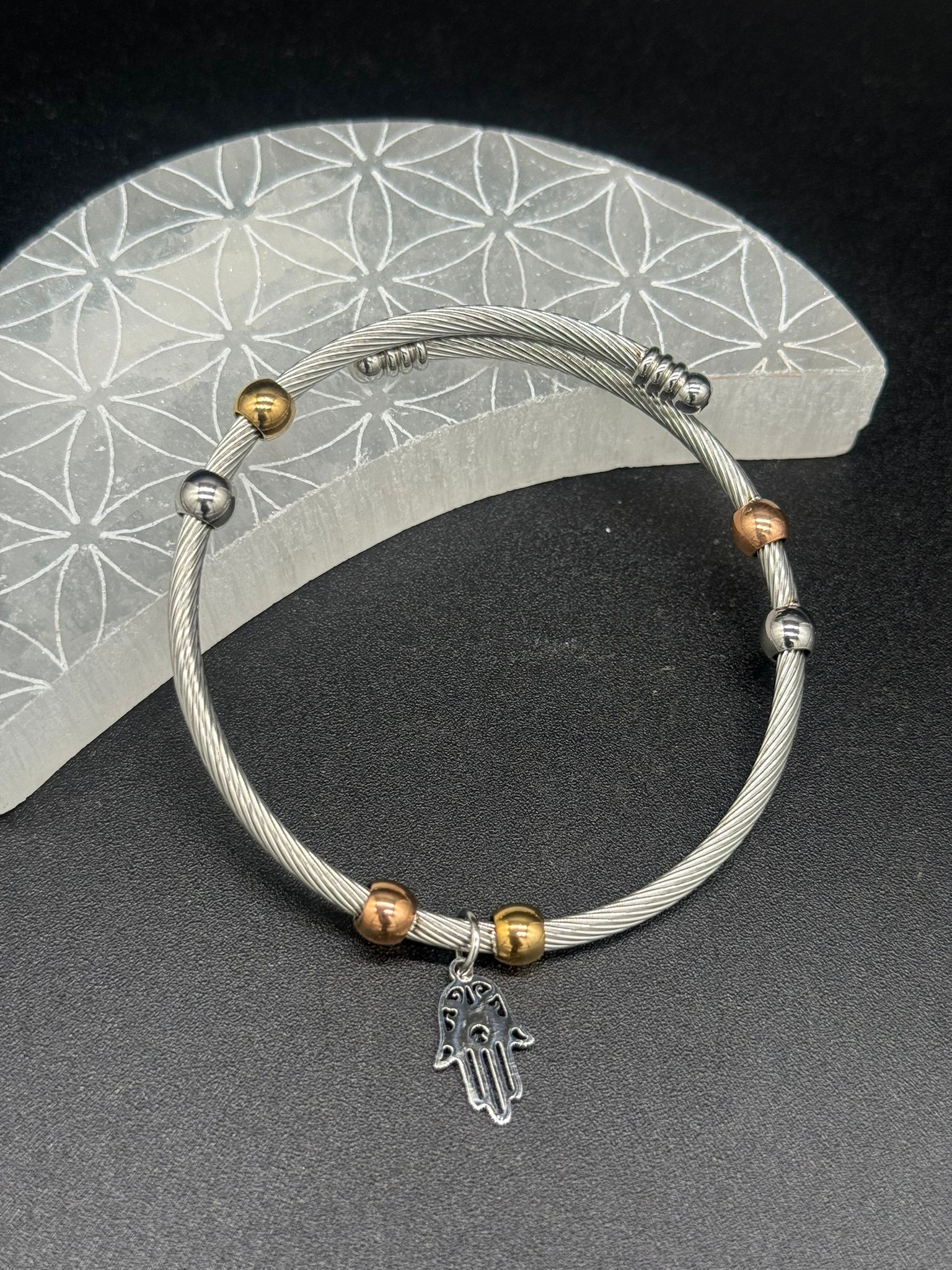 Pulsera Rígida Mano de Fátima - Acero Inoxidable Mod 2 (copia)