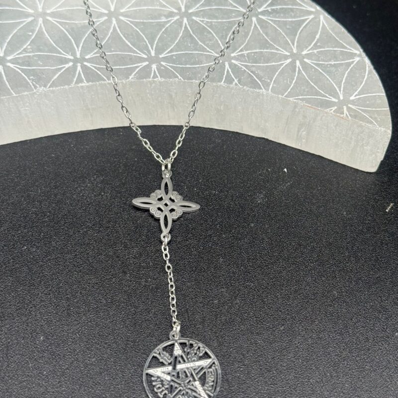 Colgante Doble Protección Acero Plateado (Mod 2)