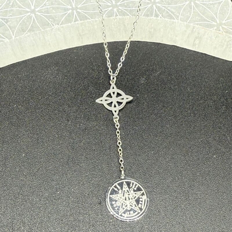 Colgante Doble Protección Acero Plateado (Mod 1)