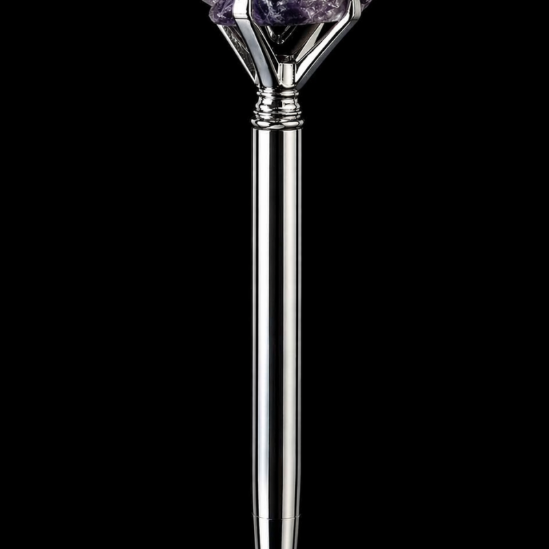 Bolígrafo Color Plateado con Fluorita