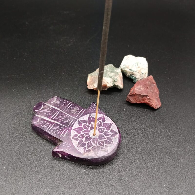 Porta Incienso Mármol Mano de Fátima (Morado)