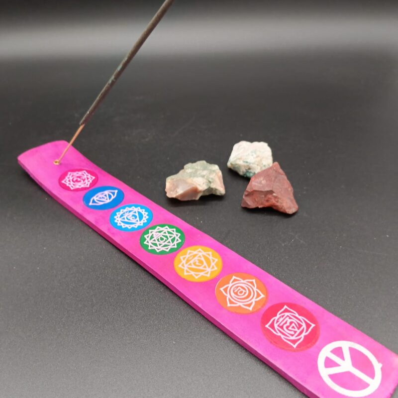 Porta Incienso Madera 7 Chakras (Fucsia)