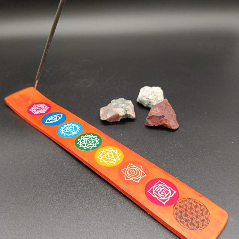 Porta Incienso Madera 7 Chakras (Naranja)