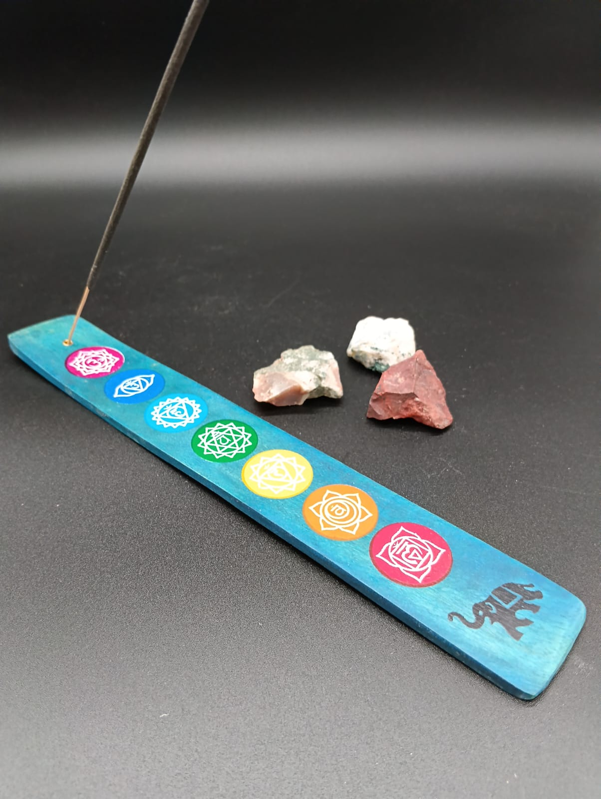 Porta Incienso Madera 7 Chakras (Azul)