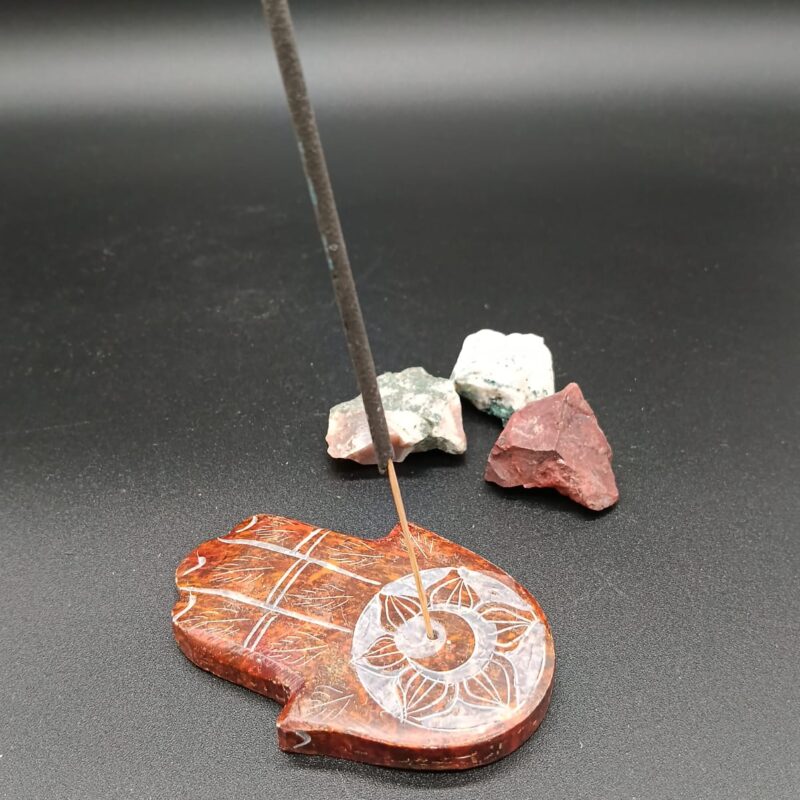 Porta Incienso Mármol Mano de Fátima (Marrón)