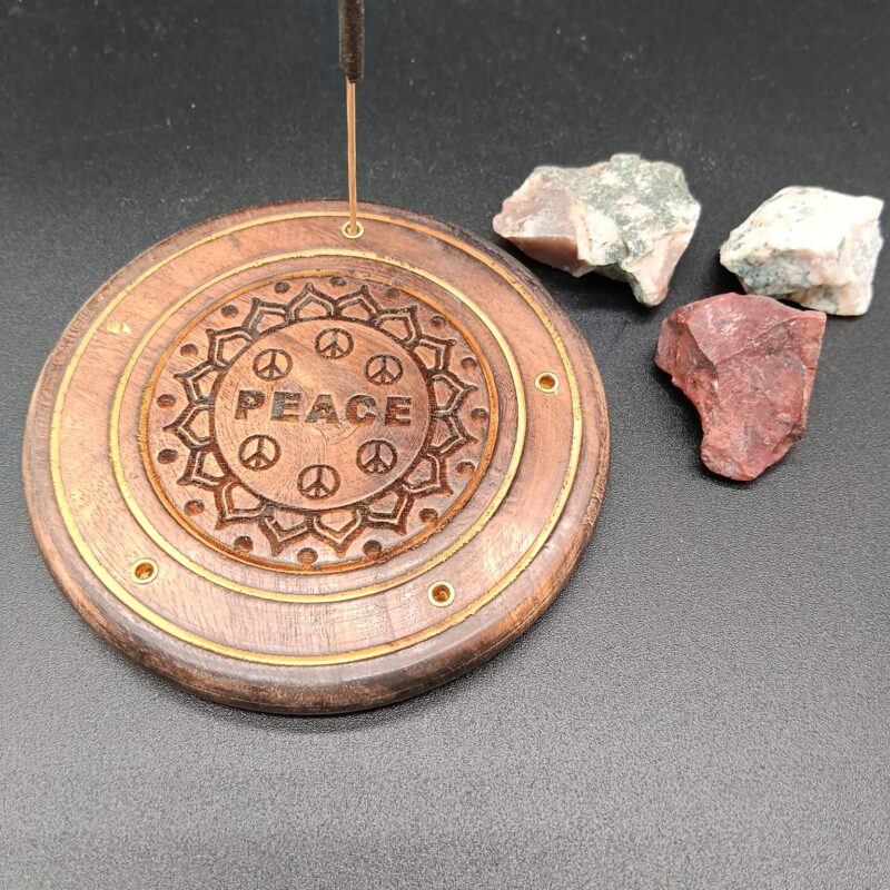 Porta Incienso Disco Madera (Peace)