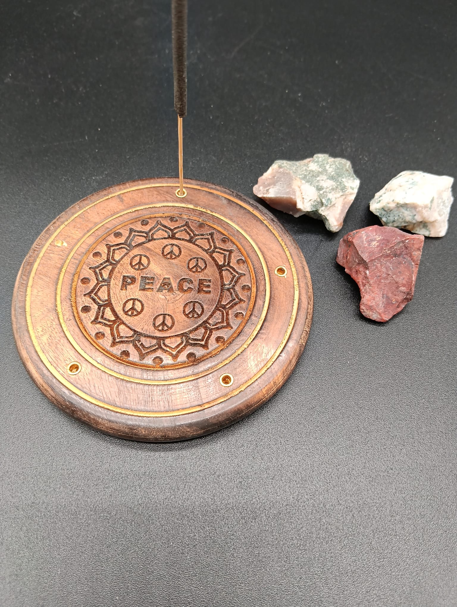 Porta Incienso Disco Madera (Peace)