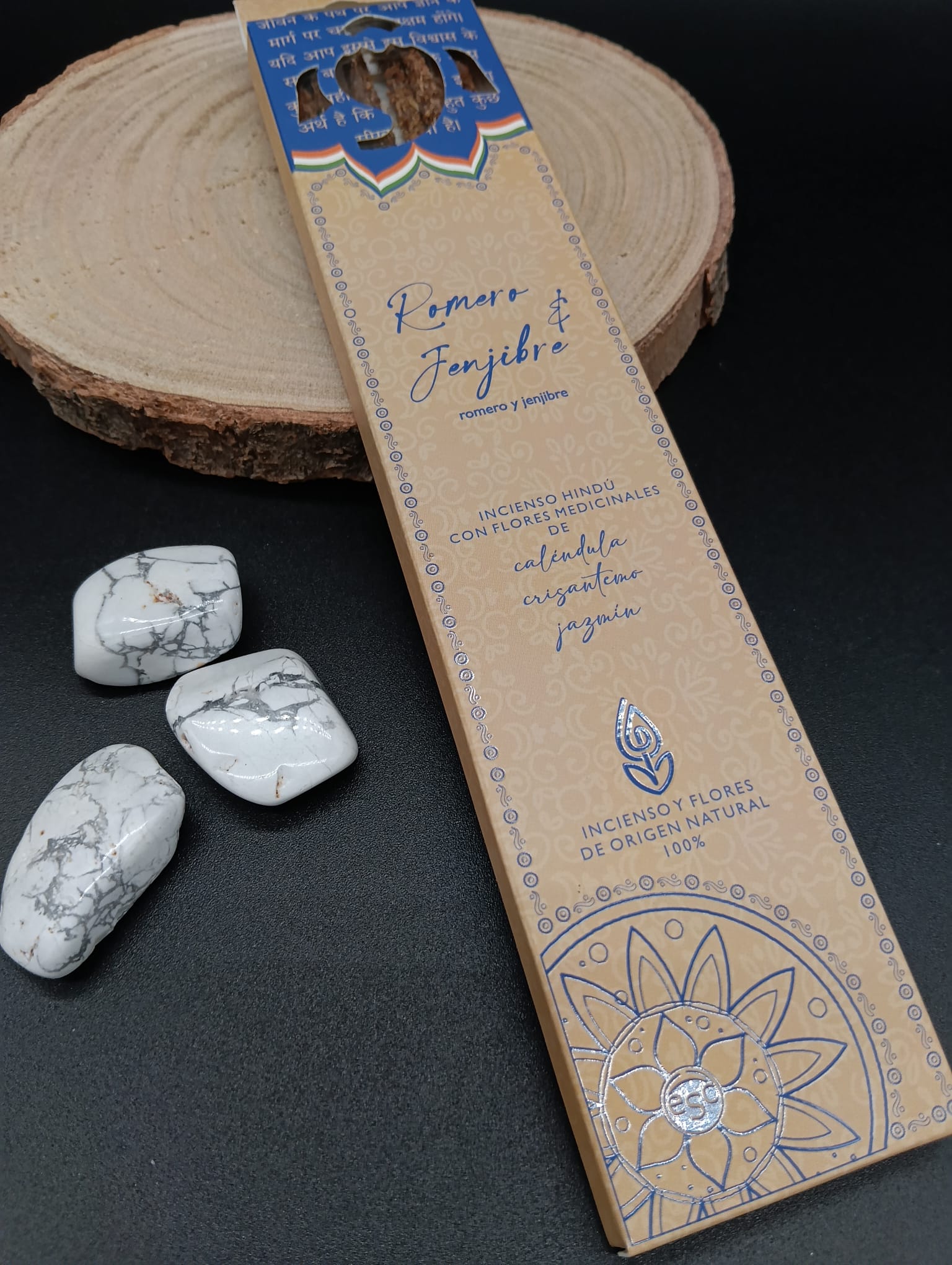 Incienso Hindú con Flores Medicinales "Romero & Jengibre"