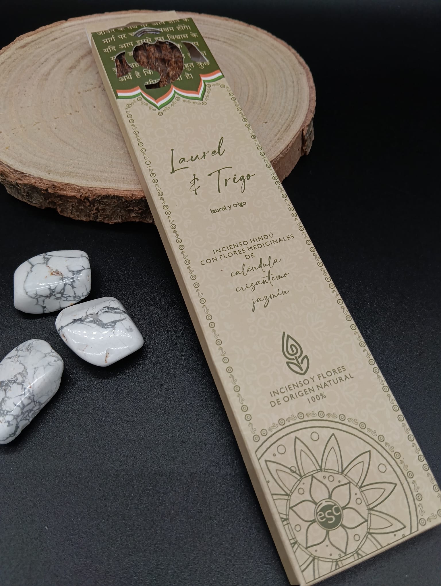 Incienso Hindú con Flores Medicinales "Laurel y Trigo"