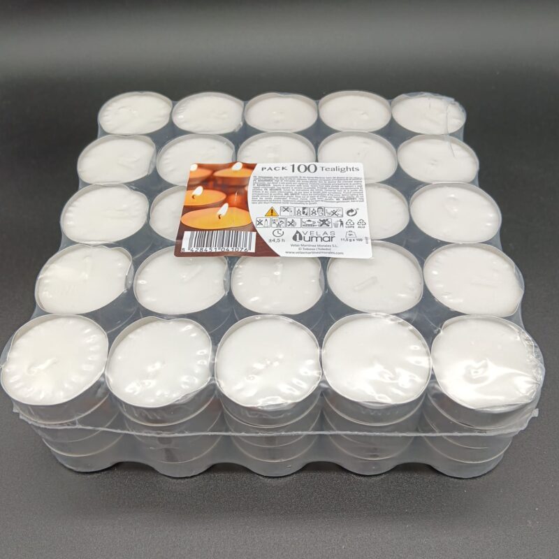 Pack de 100 Velas de Té Blancas