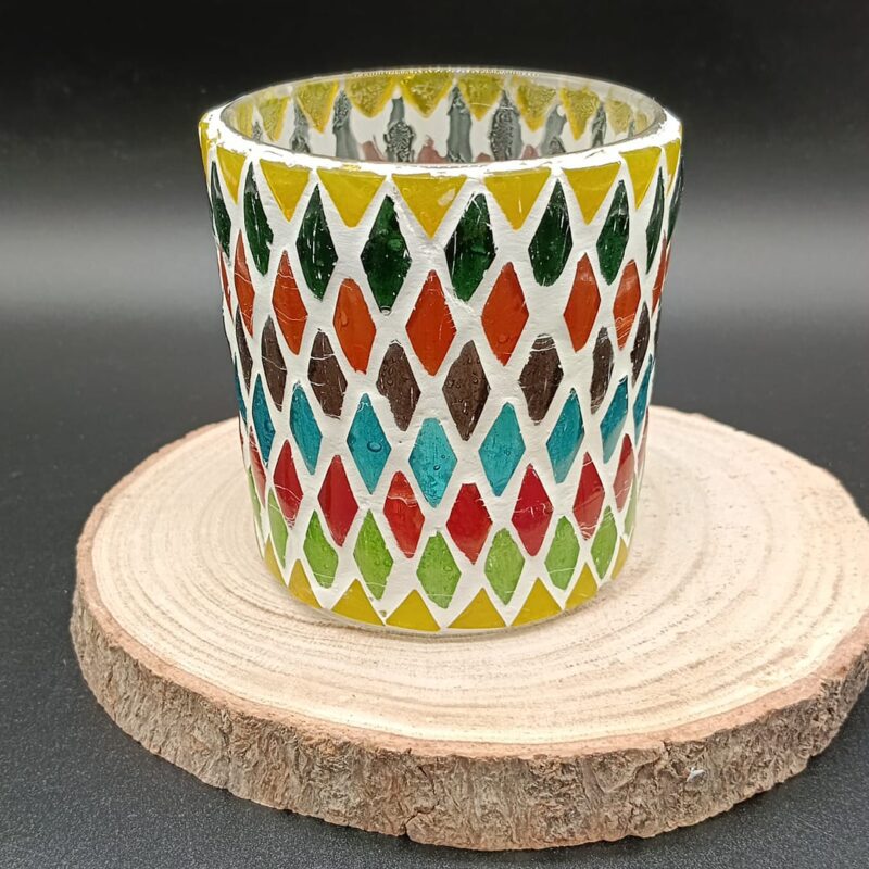 Porta Vela Vaso Artesanal Colores Rombo