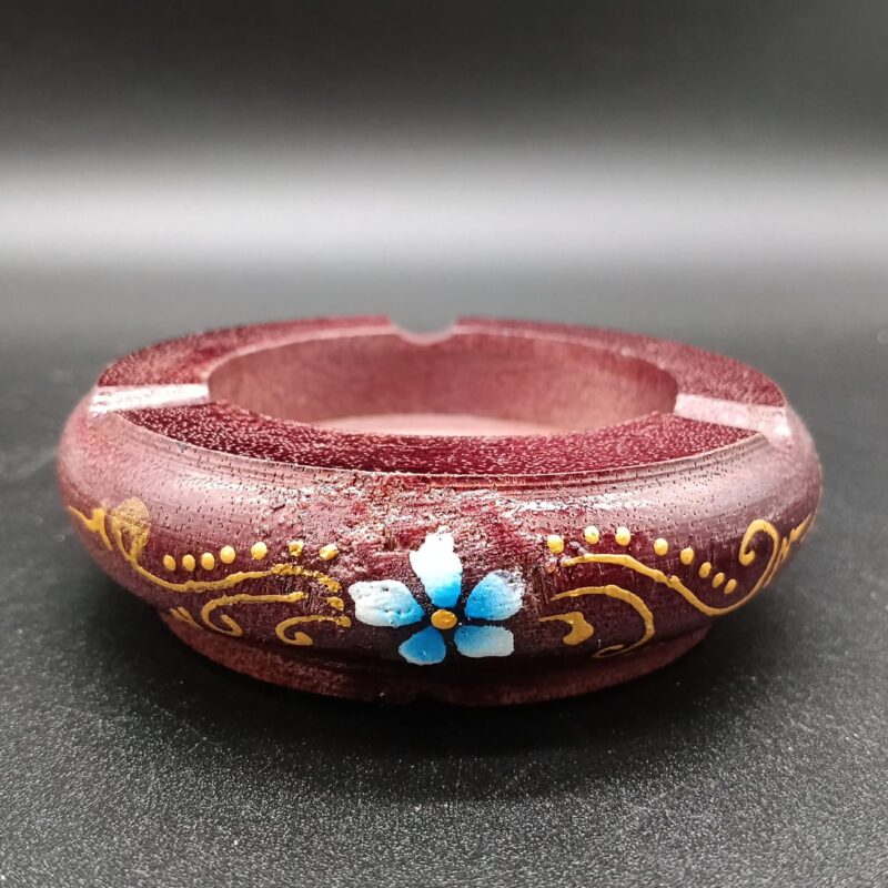 Cenicero de Madera con Flor Azul