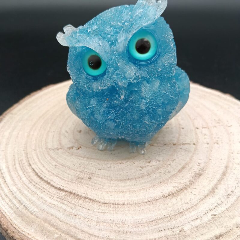 Búho de Orgonita Cuarzo Azul (7,5 cm, Ojos Aleatorios)