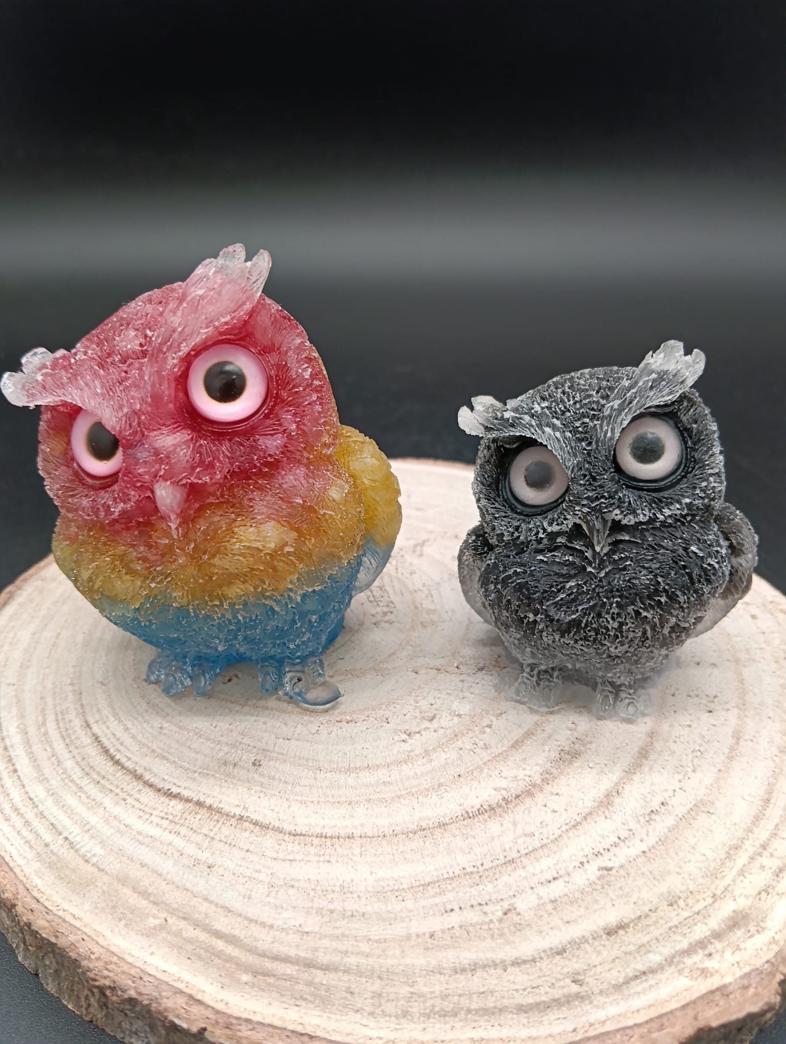 Búho de Orgonita Tricolor (7,5 cm, Ojos Aleatorios) - Imagen 2