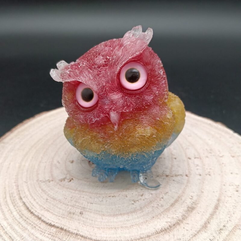 Búho de Orgonita Tricolor (7,5 cm, Ojos Aleatorios)