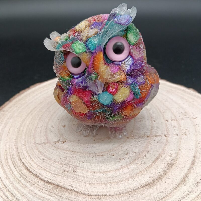 Búho de Orgonita 7 Chakras (7,5 cm, Ojos Aleatorios)