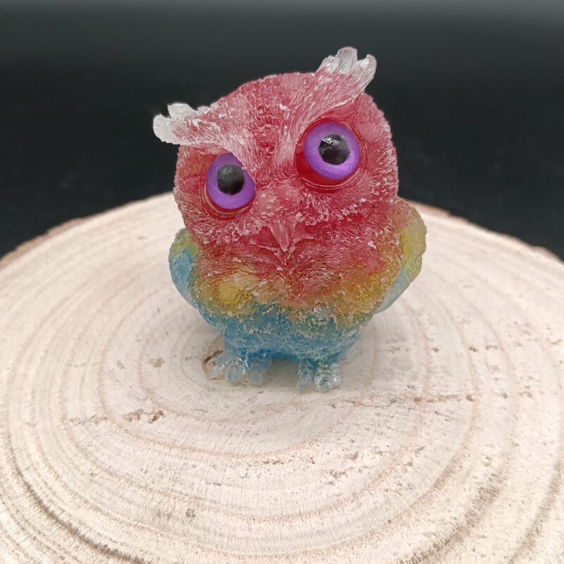 Búho de Orgonita Tricolor (6 cm, Ojos Aleatorios)