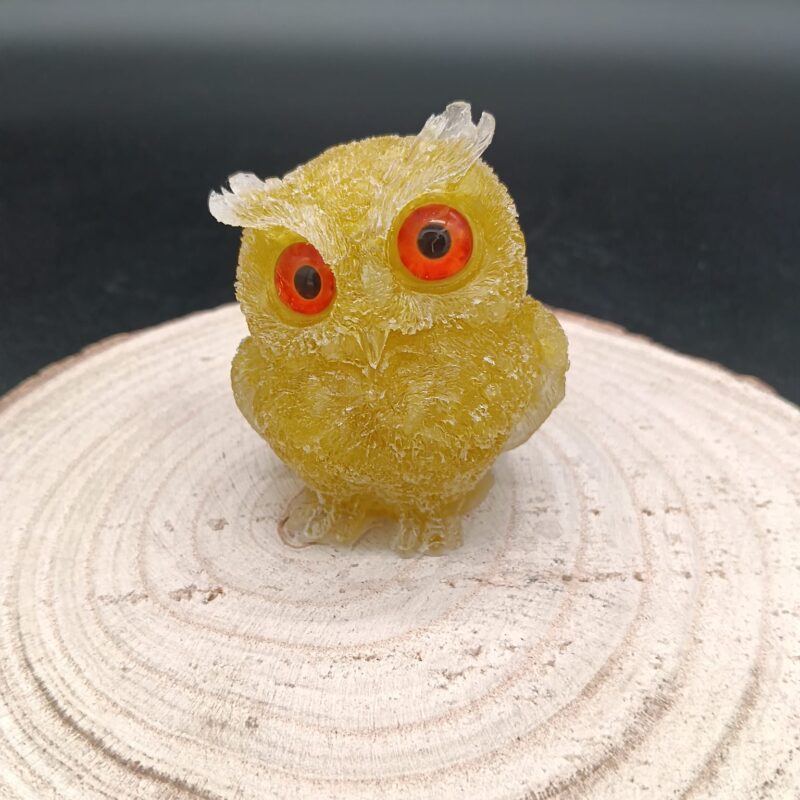 Búho de Orgonita Citrino (Mod 1, Ojos Aleatorios, 6 cm)