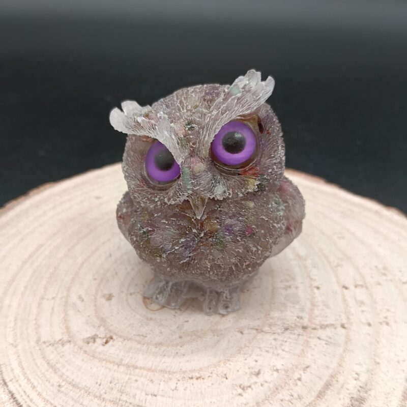 Búho de Orgonita Multiminerales (6 cm, Ojos Aleatorios)
