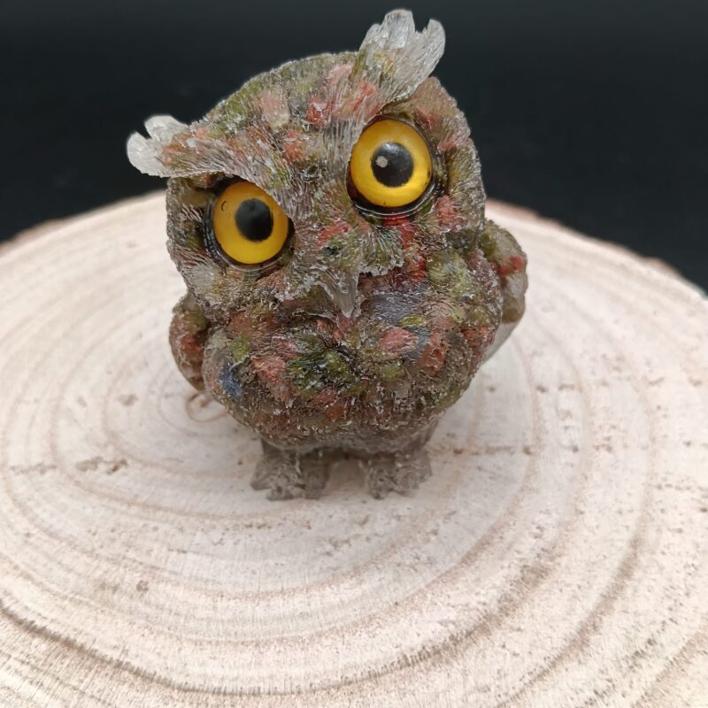 Búho de Orgonita Unakita (6 cm, Ojos Aleatorios)