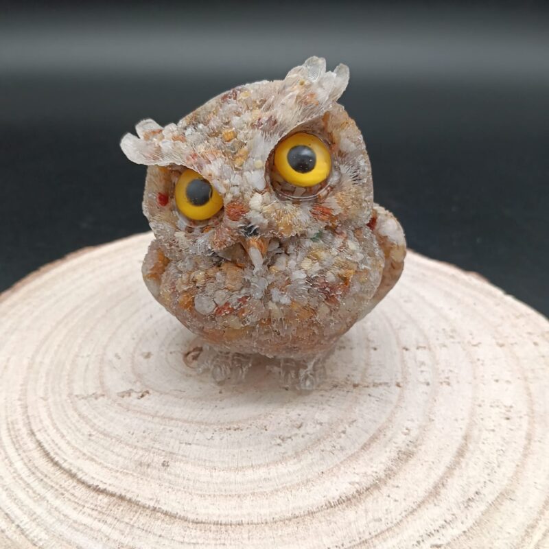 Búho de Orgonita Mix de Jaspes (7,5 cm, Ojos Aleatorios)