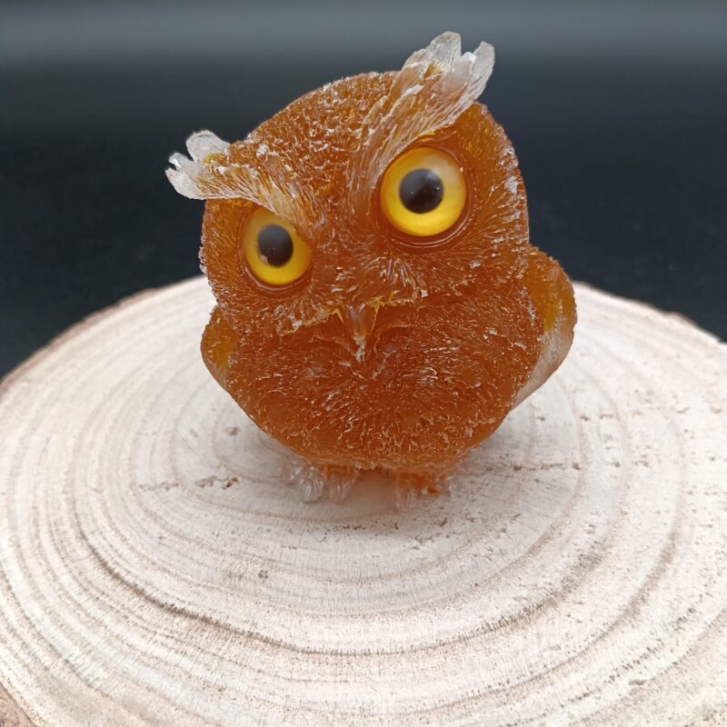 Búho de Orgonita Citrino (Mod 2, Ojos Aleatorios, 7,5 cm)