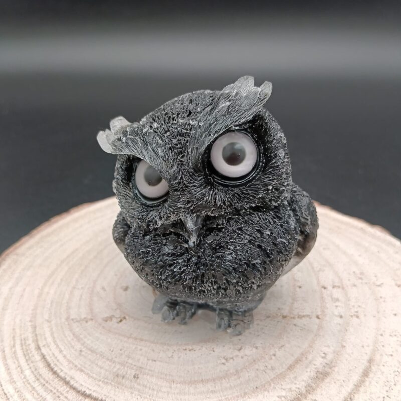 Búho de Orgonita Turmalina (7,5 cm, Ojos Aleatorios)