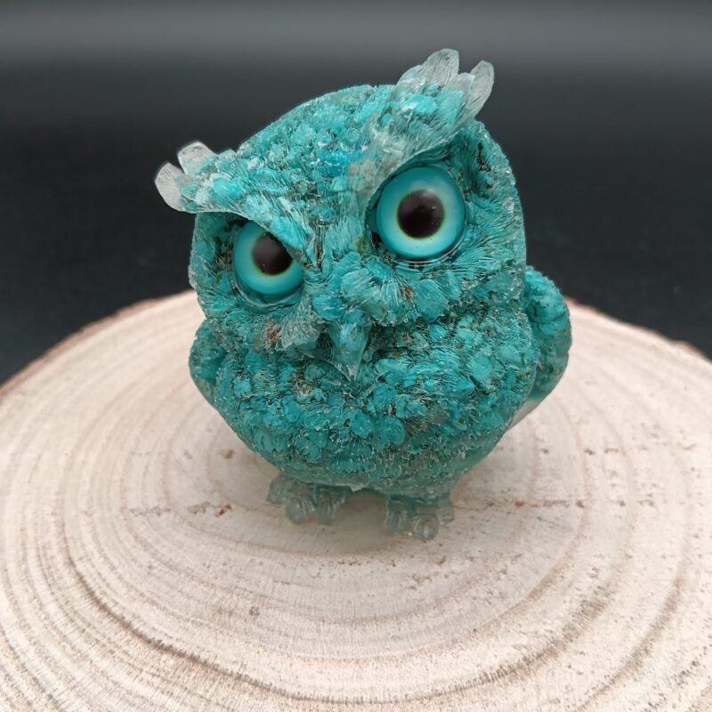 Búho de Orgonita Turquesa (7,5 cm, Ojos Aleatorios)