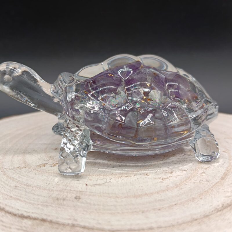 Tortuga de Cristal con Amatista y Pan de Oro