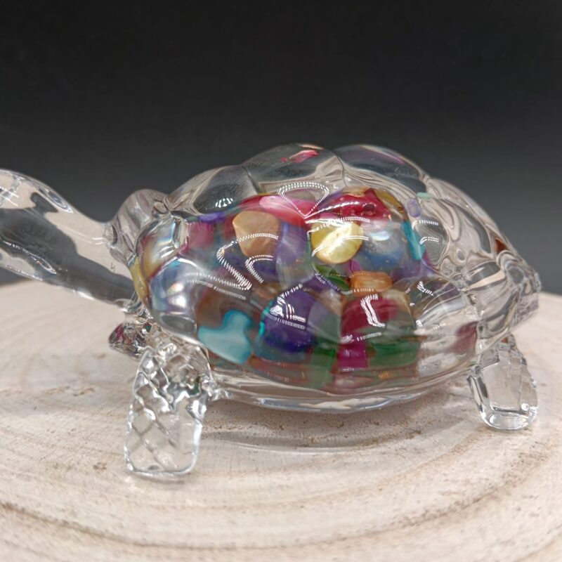 Tortuga de Cristal de los 7 Chakras con Pan de Oro