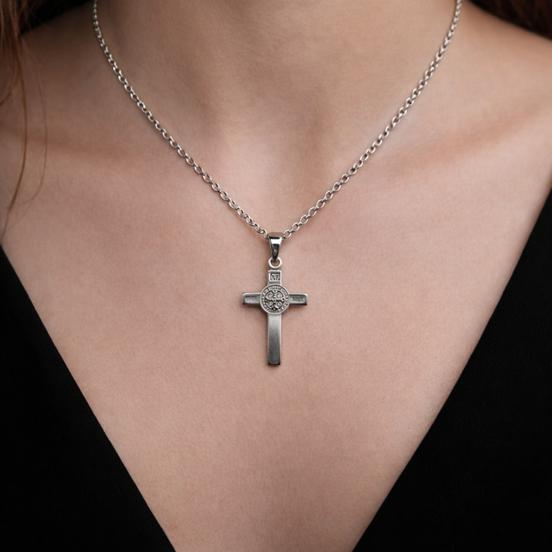 Colgante Cruz de San Benito - Acero Inoxidable