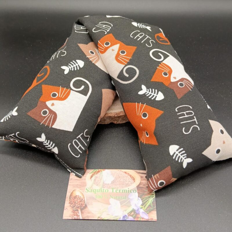 Saco Térmico 100% Natural (Color Negro con Gatitos)