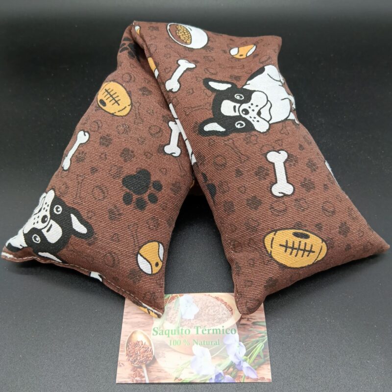 Saco Térmico 100% Natural (Color Marrón con Bulldog)