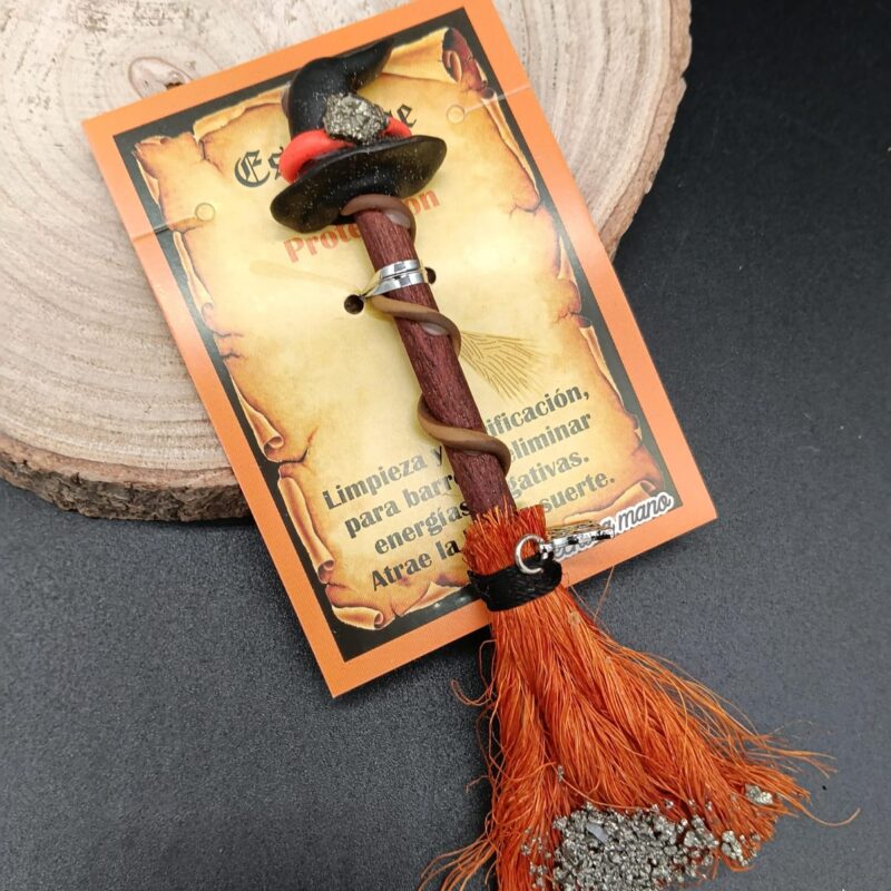 Escoba Bruja con Pirita "Protección"