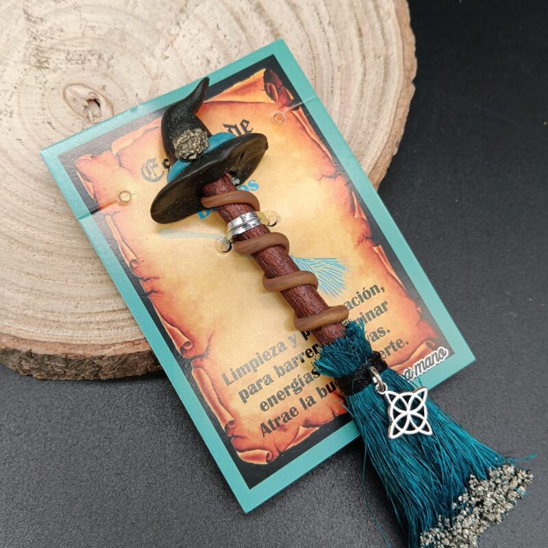 Escoba Bruja con Pirita "Deseos"