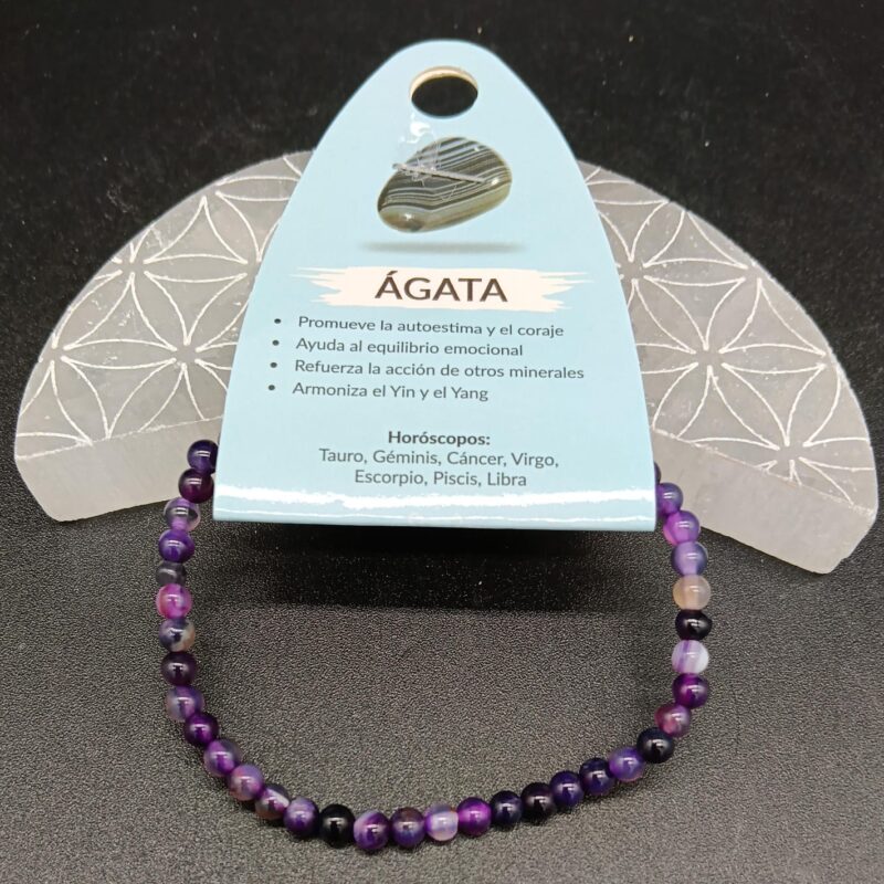Pulsera 5-4 mm Ágata Morada
