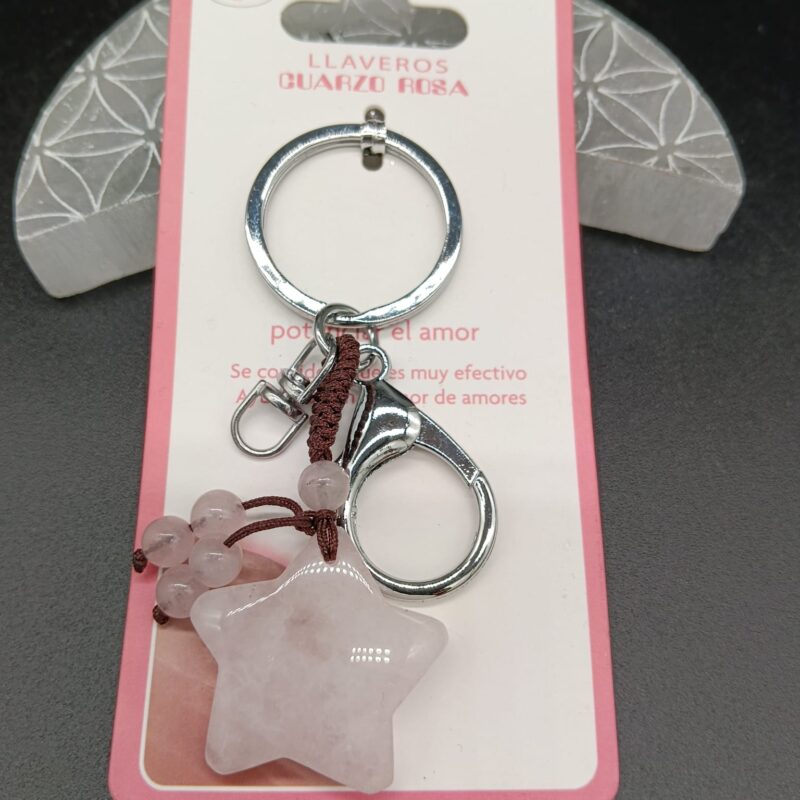 Llavero Estrella de Cuarzo Rosa